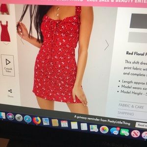 PRETTYLITTLETHING RED FLORAL DRESS SIZE 6